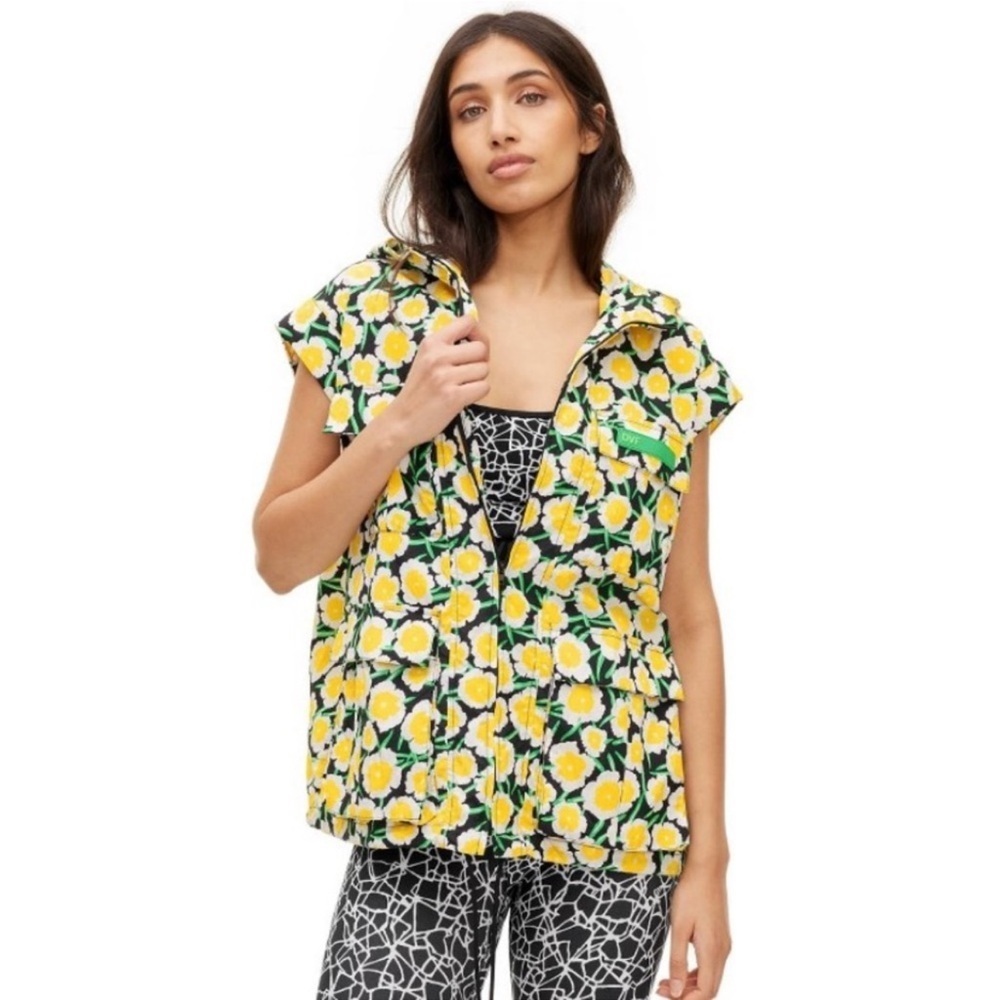 Diane von Furstenberg x Target Nylon Poppy Print Hooded Vest Packable Size 1X